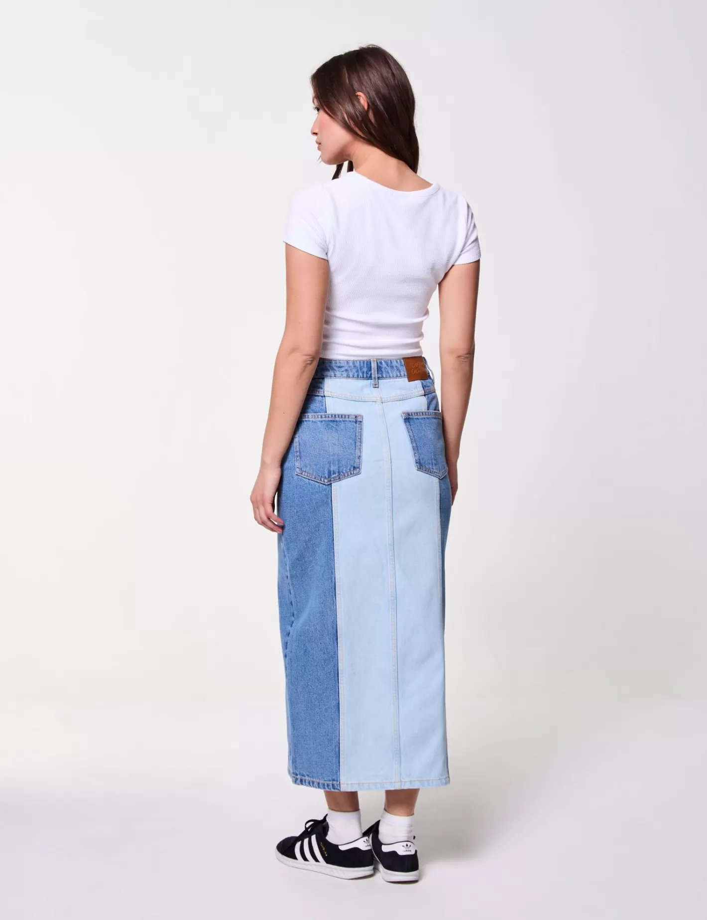Jupe longue en jean bicolore bleue^Jennyfer Clearance