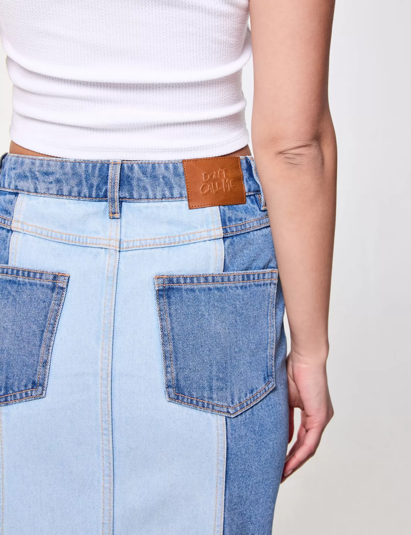 Jupe longue en jean bicolore bleue^Jennyfer Clearance