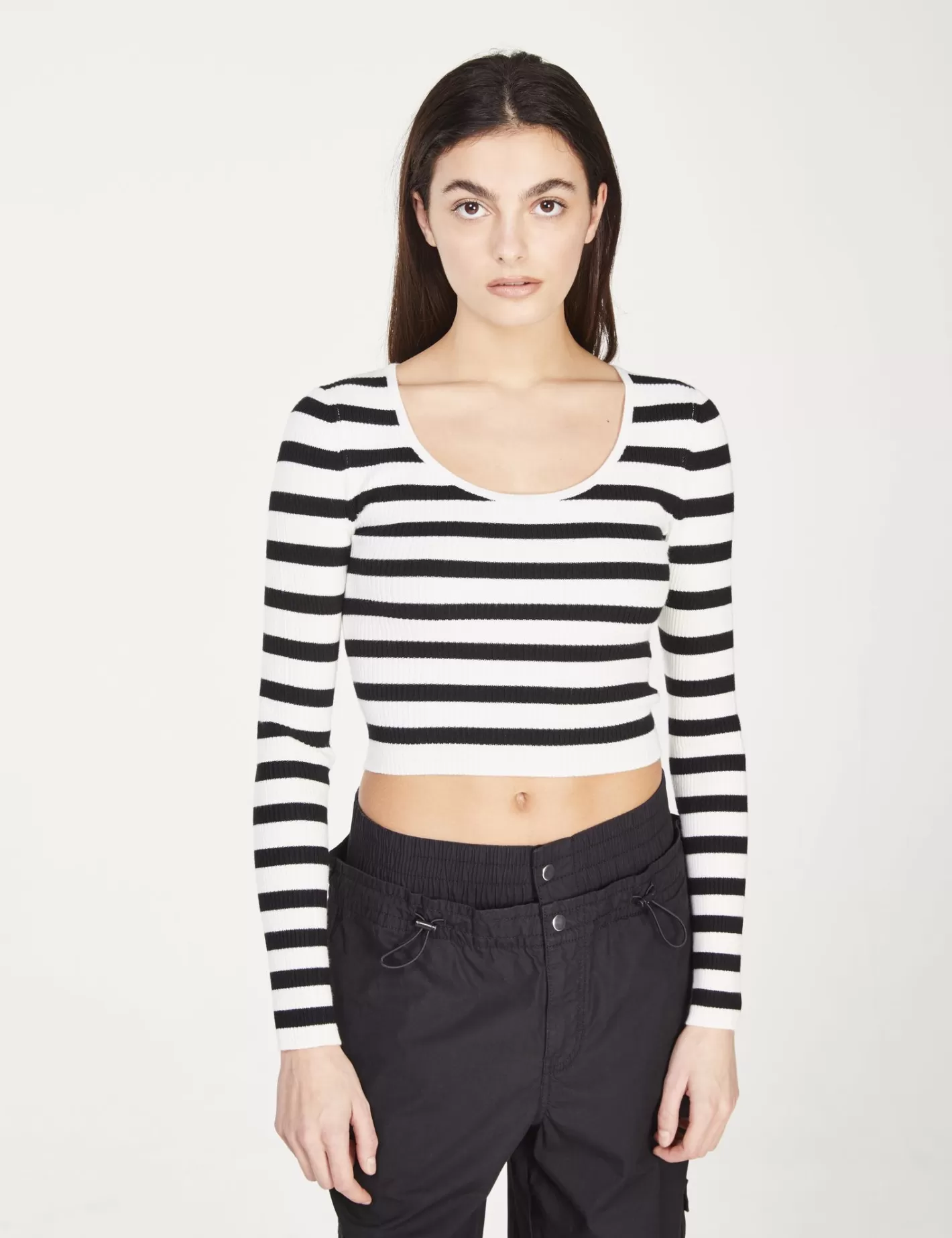 Pull court fin en maille côtelée rayé blanc et noir^Jennyfer Best Sale