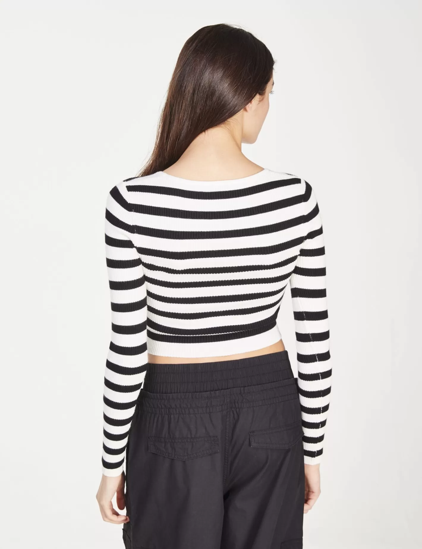 Pull court fin en maille côtelée rayé blanc et noir^Jennyfer Best Sale