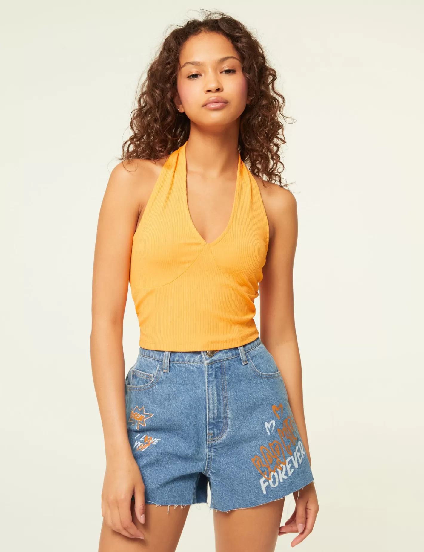 Short avec mix d'imprimés et message bleu et orange^Jennyfer Shop