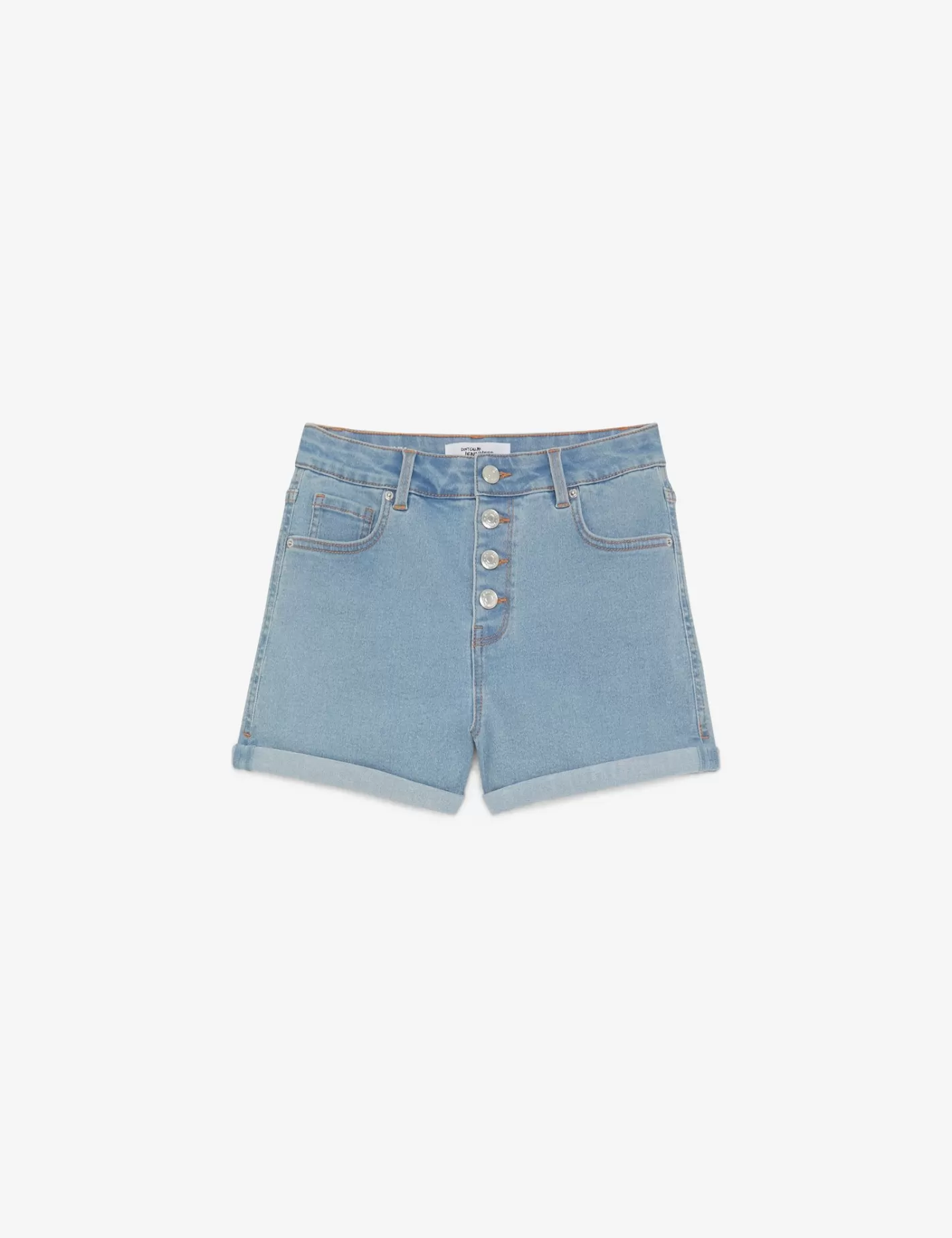 Short skinny taille haute avec revers bleu clair^Jennyfer Sale