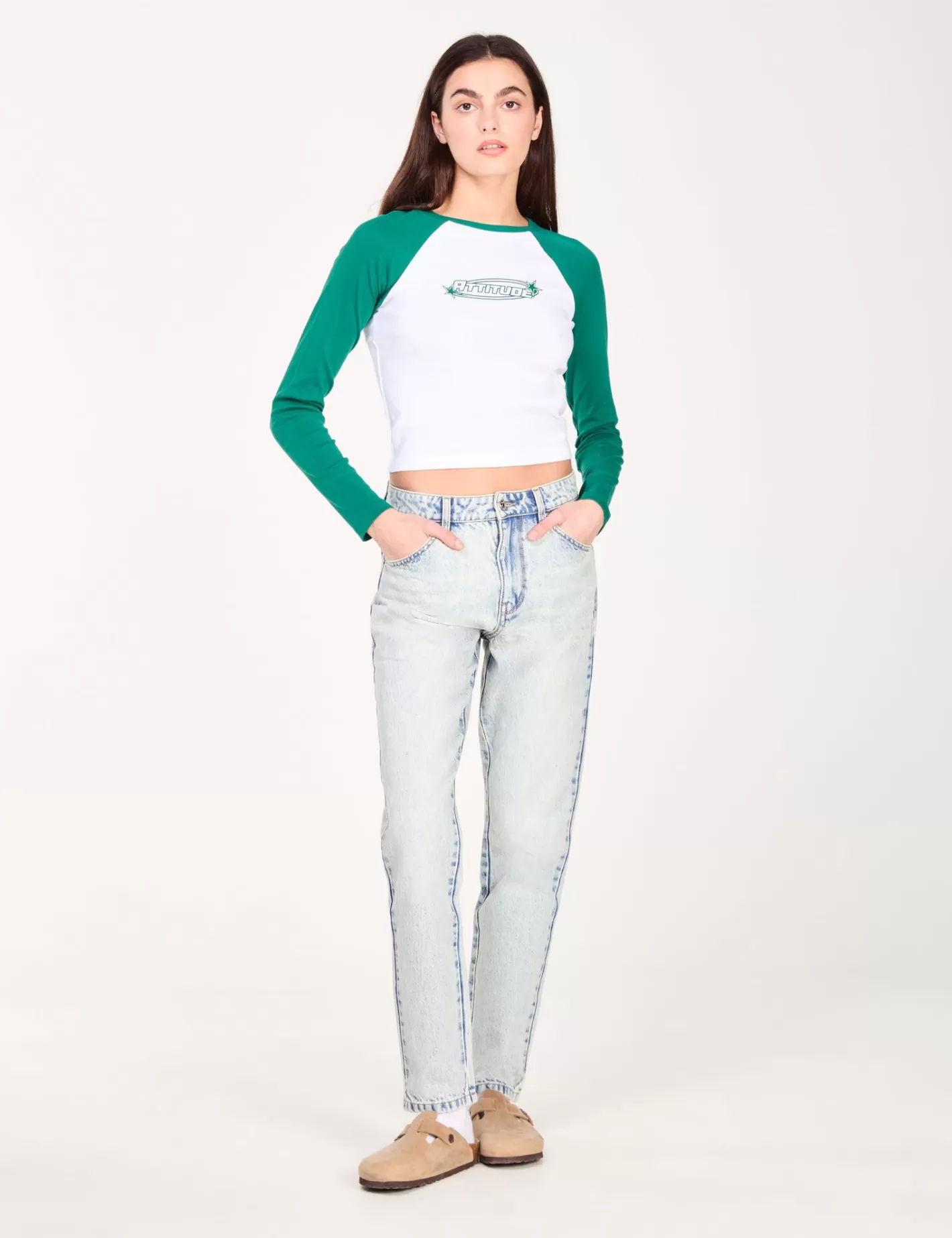 T-shirt attitude à manches longues bicolore blanc et ^Jennyfer Cheap