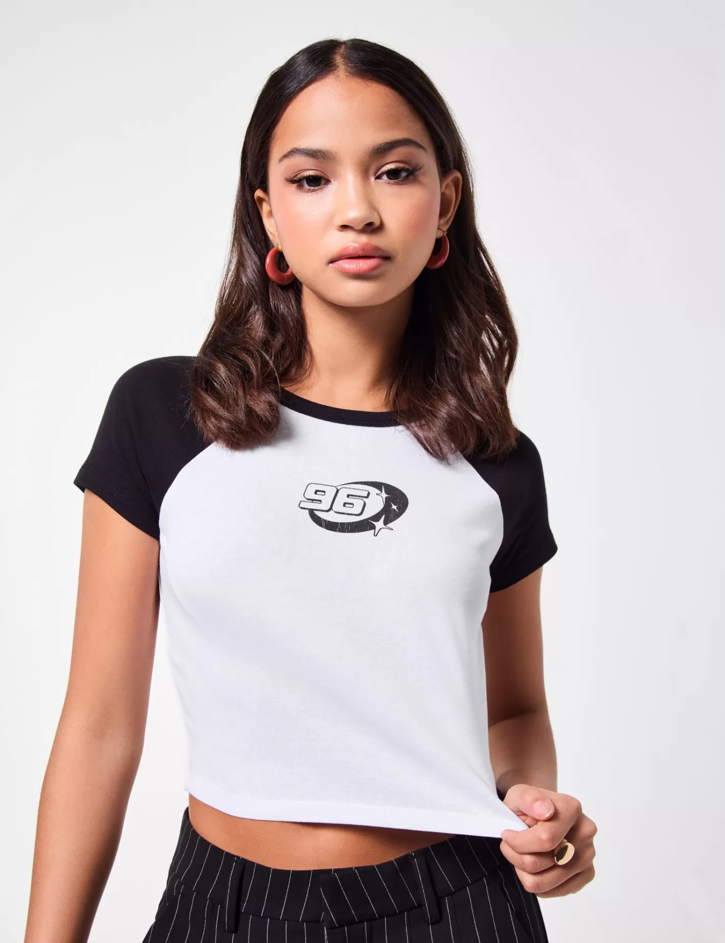 T-shirt bicolore imprimé 96 blanc manches es^Jennyfer Hot